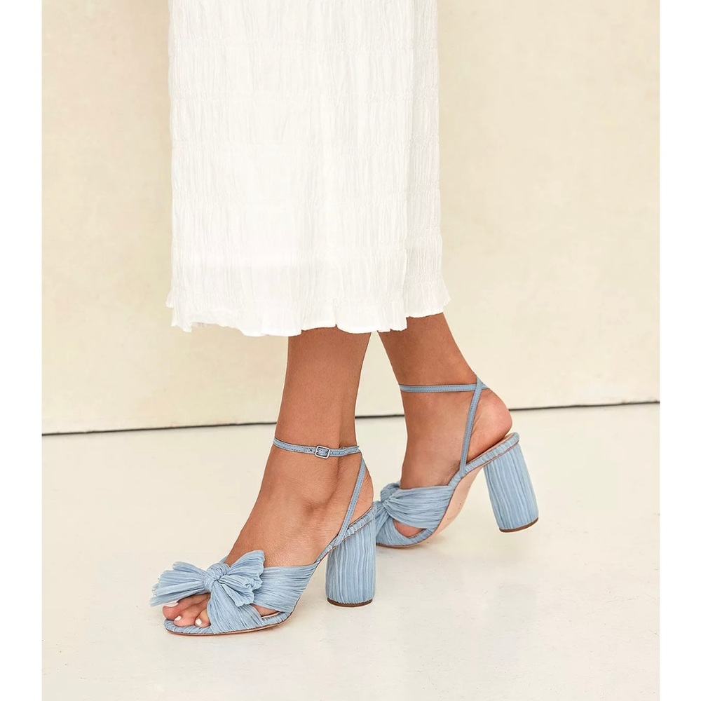 Loeffler Randall Women's Camellia Bow High Heel Sandals (blue)